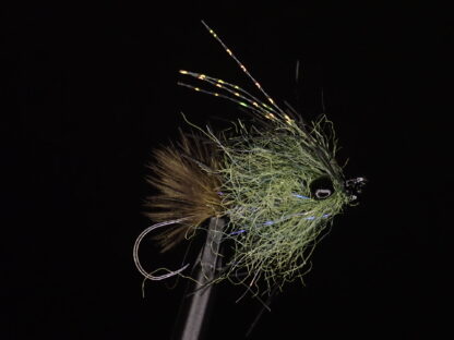 Olive Nano Intruder fly for micro skagit and Trout Spey