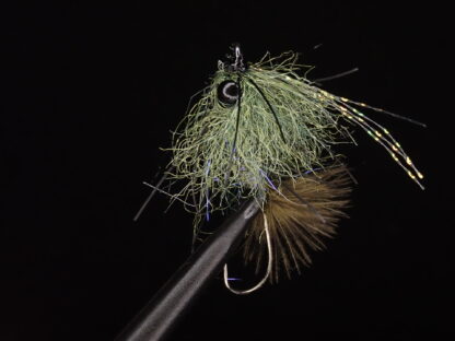 Olive Nano Intruder fly for micro skagit and Trout Spey